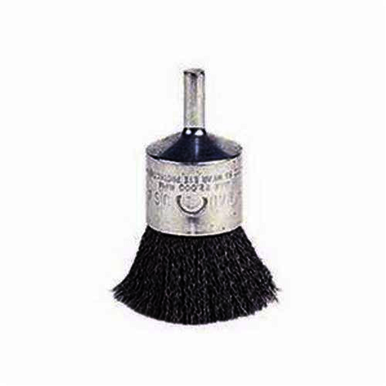 Weiler 10024 Stem Mount End Brush, 1 in, Crimped, 0.02 in, Stainless Steel Fill, 1-1/8 in L Trim