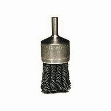 Weiler 10027 Stem Mount End Brush, 1-1/8 in, Knot, 0.014 in, Steel Fill, 7/8 in L Trim