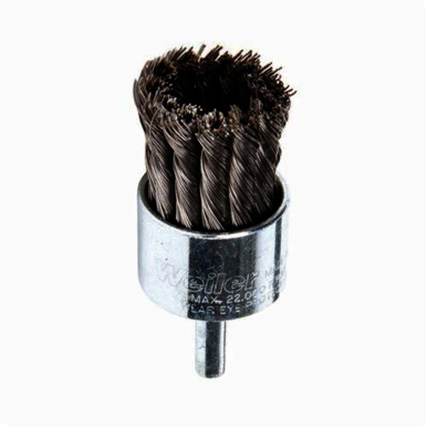 Weiler 10027V Vending Ready End Brush, 1-1/8 in Dia Brush, Knot, 0.014 in Dia Filament/Wire, Steel Fill, 7/8 in L Trim