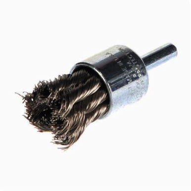 Weiler 10029V Vending Ready End Brush, 3/4 in Dia Brush, Knot, 0.014 in Dia Filament/Wire, Stainless Steel Fill