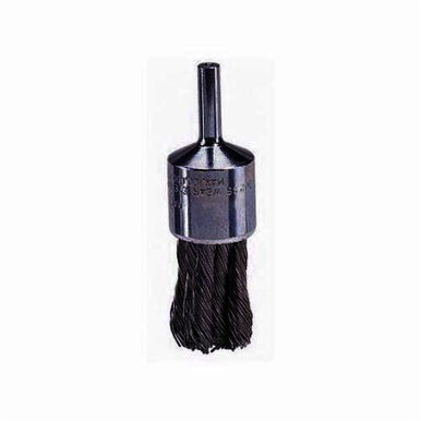 Weiler 10031 Stem Mount End Brush, 1-1/8 in, Knot, 0.014 in, Stainless Steel Fill, 7/8 in L Trim
