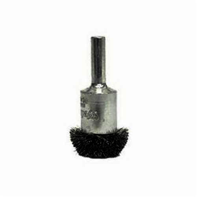 Weiler 10033 Circular Flared Stem Mount End Brush, 1 in, Crimped, 0.006 in, Steel Fill, 1/2 in L Trim