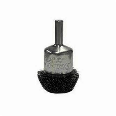 Weiler 10037 Circular Flared Stem Mount End Brush, 1-1/2 in, Crimped, 0.008 in, Steel Fill, 3/4 in L Trim