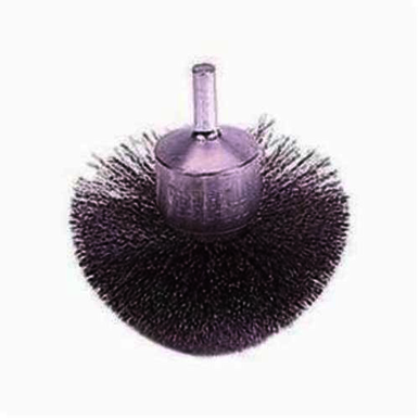 Weiler 10041 Circular Flared Stem Mount End Brush, 3 in, Crimped, 0.008 in, Steel Fill, 7/8 in L Trim