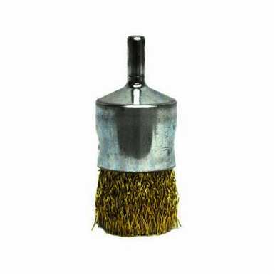 Weiler 10091 Stem Mount End Brush, 1 in, Crimped, 0.0118 in, Brass Fill, 1 in L Trim