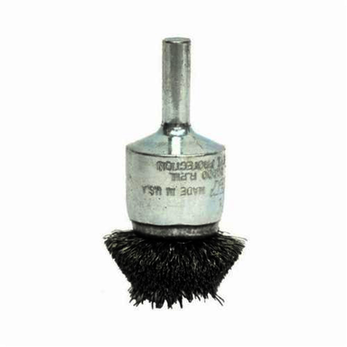 Weiler 10099 Circular Flared Stem Mount End Brush, 1 in, Crimped, 0.02 in, Steel Fill