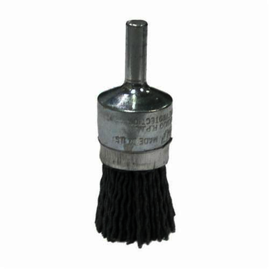 Nylox 10153 Stem Mount End Brush, 3/4 in, Crimped, 0.035 in, Silicon Carbide Fill, 7/8 in L Trim