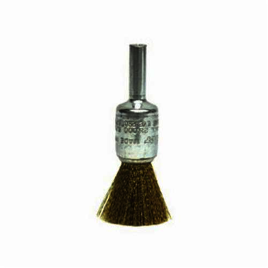Weiler 10158 Stem Mount End Brush, 1/2 in, Crimped, 0.005 in, Brass Fill, 7/8 in L Trim