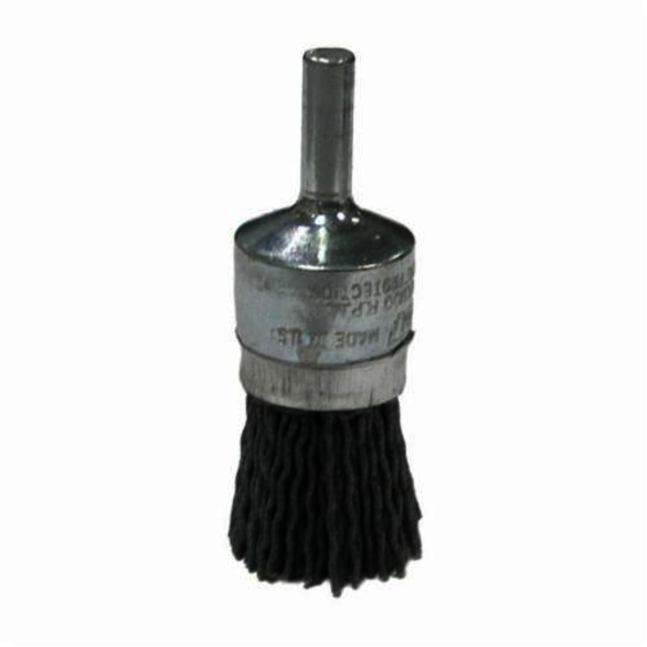 Nylox 10173 Stem Mount End Brush, 1/2 in, Crimped, 0.035 in, Silicon Carbide Fill, 7/8 in L Trim