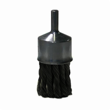 Weiler 10187 Stem Mount End Brush, 1-1/8 in, Knot, 0.0118 in, Steel Fill, 1-1/8 in L Trim