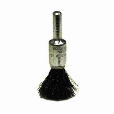 Weiler 10188 Stem Mount End Brush, 3/8 in, Crimped, 0.0118 in, Steel Fill, 7/8 in L Trim