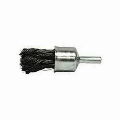 Weiler 10208 Stem Mount End Brush, 1/2 in, Knot, 0.0104 in, Steel Fill, 1-1/8 in L Trim