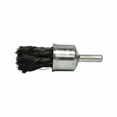 Weiler 10216 Stem Mount End Brush, 1/2 in, Knot, 0.0104 in, Stainless Steel Fill, 1-1/8 in L Trim