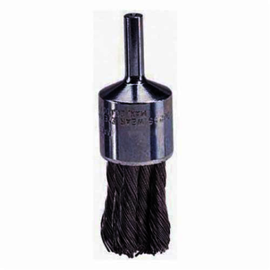 Weiler 10217 Stem Mount End Brush, 1/2 in, Knot, 0.014 in, Steel Fill, 1-1/8 in L Trim