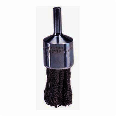 Weiler 10220 Stem Mount End Brush, 3/4 in, Knot, 0.006 in, Stainless Steel Fill, 1-1/8 in L Trim