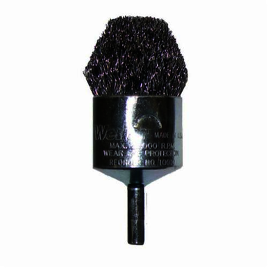 Weiler 10306 Controlled Flare Stem Mount End Brush, 3/4 in, Crimped, 0.014 in, Steel Fill, 7/8 in L Trim