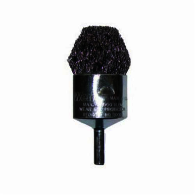 Weiler 10311 Controlled Flare Stem Mount End Brush, 1 in, Crimped, 0.02 in, Steel Fill, 1-1/8 in L Trim