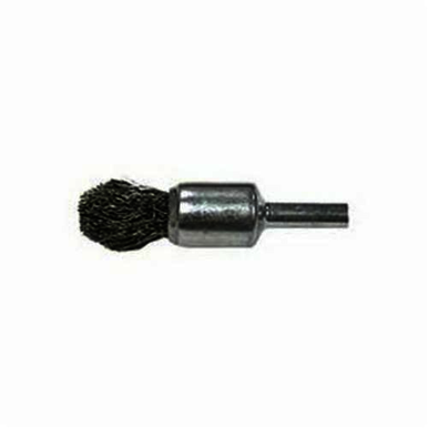 Weiler 10315 Controlled Flare Stem Mount End Brush, 1/2 in, Crimped, 0.02 in, Stainless Steel Fill, 7/8 in L Trim