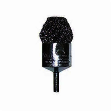 Weiler 10319 Controlled Flare Stem Mount End Brush, 3/4 in, Crimped, 0.02 in, Stainless Steel Fill, 7/8 in L Trim