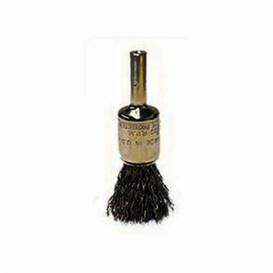 Weiler 10371 Stem Mount End Brush, 1/2 in, Crimped, 0.0104 in, Stainless Steel Fill, 7/8 in L Trim