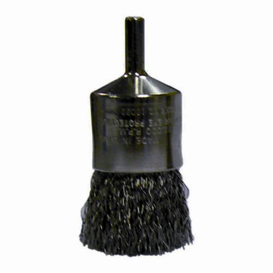 Weiler 10374 Stem Mount End Brush, 3/4 in, Crimped, 0.006 in, Stainless Steel Fill, 7/8 in L Trim