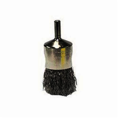 Weiler 10376 Stem Mount End Brush, 3/4 in, Crimped, 0.014 in, Stainless Steel Fill, 7/8 in L Trim