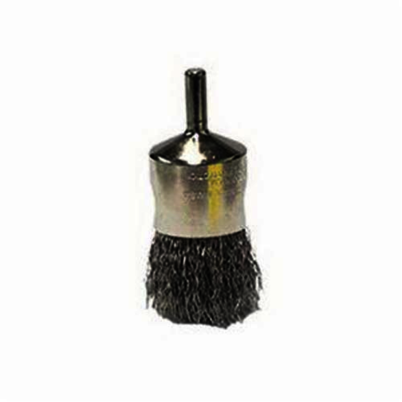 Weiler 10377 Stem Mount End Brush, 3/4 in, Crimped, 0.02 in, Stainless Steel Fill, 7/8 in L Trim