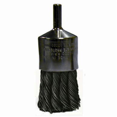 Weiler 10387 Stem Mount End Brush, 3/4 in, Knot, 0.014 in, Stainless Steel Fill, 7/8 in L Trim