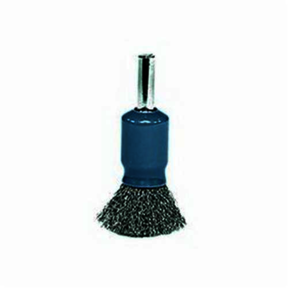 Weiler 11000 Stem Mount End Brush, 1/2 in, Crimped, 0.006 in, Steel Fill, 7/8 in L Trim