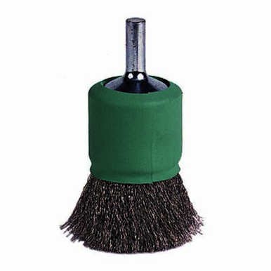 Weiler 11006 Stem Mount End Brush, 1 in, Crimped, 0.006 in, Steel Fill, 7/8 in L Trim