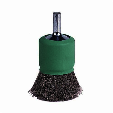 Weiler 11007 Stem Mount End Brush, 1 in, Crimped, 0.0104 in, Steel Fill, 7/8 in L Trim