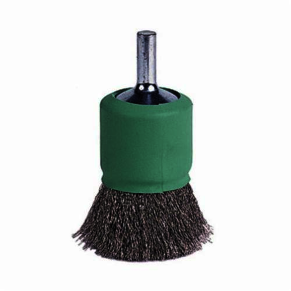 Weiler 11007 Stem Mount End Brush, 1 in, Crimped, 0.0104 in, Steel Fill, 7/8 in L Trim