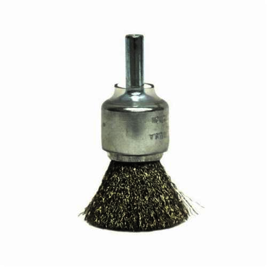 Weiler 11014 Stem Mount End Brush, 3/4 in, Crimped, 0.0104 in, Stainless Steel Fill, 7/8 in L Trim