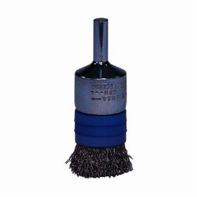 Weiler 11100 Stem Mount Banded End Brush, 1/2 in, Crimped, 0.006 in, Steel Fill, 9/16 in L Trim