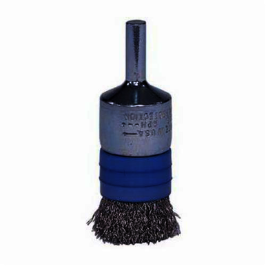 Weiler 11102 Stem Mount Banded End Brush, 3/4 in, Crimped, 0.006 in, Steel Fill, 7/16 in L Trim