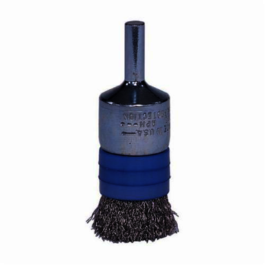 Weiler 11103 Stem Mount Banded End Brush, 3/4 in, Crimped, 0.0104 in, Steel Fill, 3/8 in L Trim