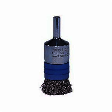 Weiler 11112 Stem Mount Banded End Brush, 3/4 in, Crimped, 0.006 in, Stainless Steel Fill, 7/16 in L Trim