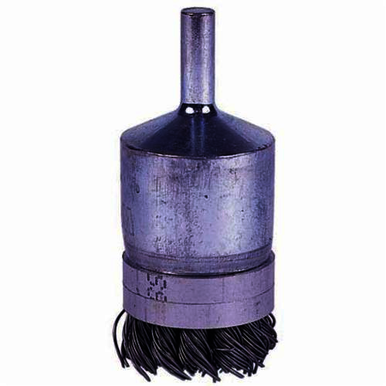 Weiler 11141 End Brush, 1-1/8 in, Banded Knot, 0.006 in, Steel Fill, 3/8 in L Trim