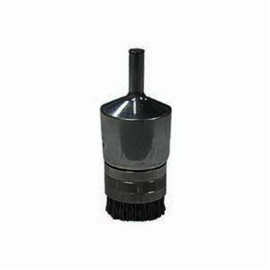 Nylox 11161 Stem Mount End Brush, 1/2 in, Crimped, 0.035 in, Silicon Carbide Fill, 3/8 in L Trim