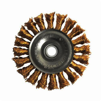 Weiler 13121 Non-Sparking Wheel Brush, 4 in Dia Brush, 1/2 in W Face, 0.02 in Dia Standard/Twist Knot Filament/Wire, 5/8-11 Arbor Hole