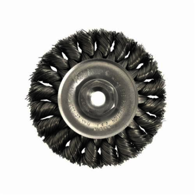 Weiler 13208 Wheel Brush With Nut, 3 in Dia Brush, 3/8 in W Face, 0.014 in Dia Standard/Twist Knot Filament/Wire, 3/8-24 Arbor Hole