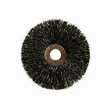 Weiler 16521 Small Diameter Wheel Brush, 1-1/4 in Dia Brush, 1/4 in W Face, 0.008 in Dia Crimped Filament/Wire, 1/4 in Arbor Hole