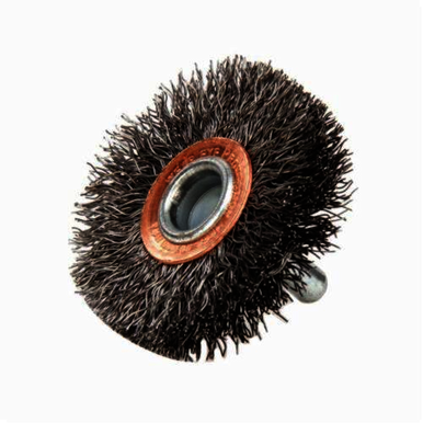 Weiler 17618V Conflex Vending Ready Wheel Brush, 3 in Dia Brush, 1/2 in W Face, 0.014 in Dia Crimped Filament/Wire