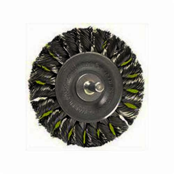 Weiler 17684 Wheel Brush, 3-1/4 in Dia Brush, 3/8 in W Face, 0.014 in Dia Standard/Twist Knot Filament/Wire