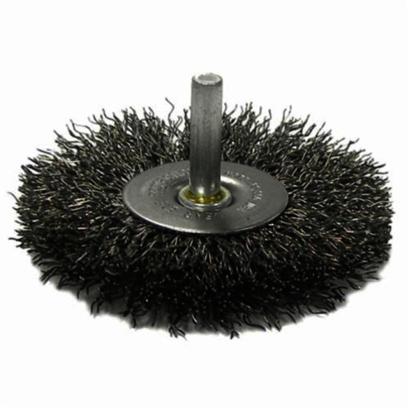 Weiler 17966 Radial Wheel Brush, 3 in Dia Brush, 0.014 in Dia Crimped Filament/Wire