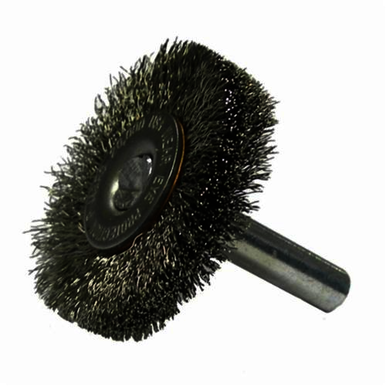 Weiler 17971 Radial Wheel Brush, 1-1/2 in Dia Brush, 0.006 in Dia Crimped Filament/Wire