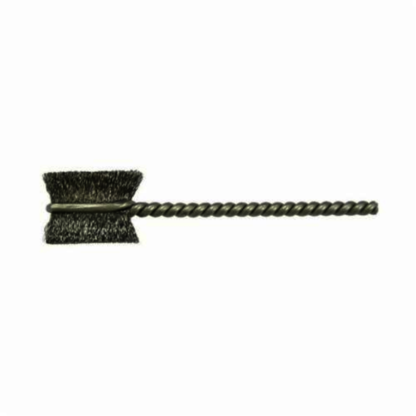 Weiler 21001 Burrite Power Tube Brush, 1/4 in Dia x 9/16 in L, 2-1/8 in OAL, 0.005 in Dia Filament/Wire, Steel Fill
