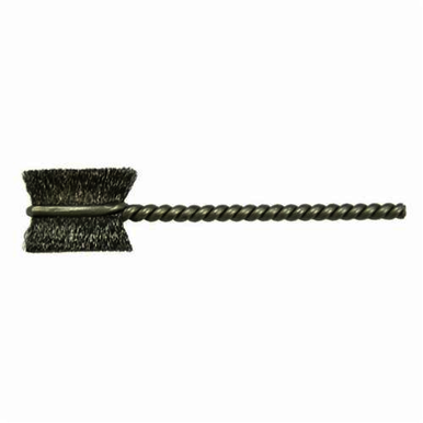 Weiler 21008 Burrite Power Tube Brush, 3/8 in Dia x 9/16 in L, 2-1/8 in OAL, 0.003 in Dia Filament/Wire, Steel Fill