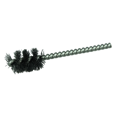 Weiler 21075V Round Power Tube Brush, 5/8 in Dia x 1 in L, 3-1/2 in OAL, 0.005 in Dia Filament/Wire, Steel Fill