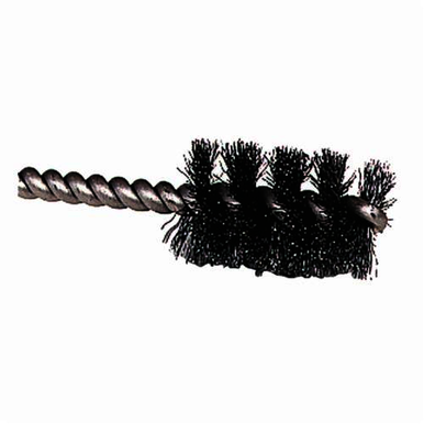 Weiler 21081 Round Wire Power Tube Brush, 1/4 in Dia x 1 in L, 3-1/2 in OAL, 0.004 in Dia Filament/Wire, Stainless Steel Fill